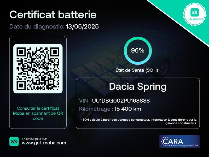 DACIA Spring d’occasion à vendre à CORBEIL-ESSONNES chez GRAND GARAGE FERAY SAE (Photo 3)